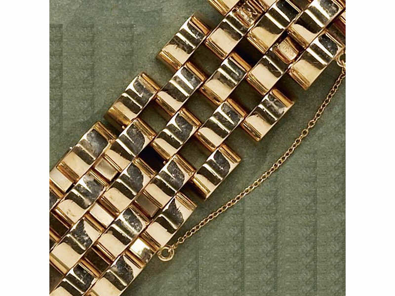 Appraisal: RETRO GOLD BRACELET k rose gold bracelet with five polished