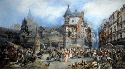 Appraisal: PAUL MARNY Market Place Bayeaux Normandy signed x gilt frame