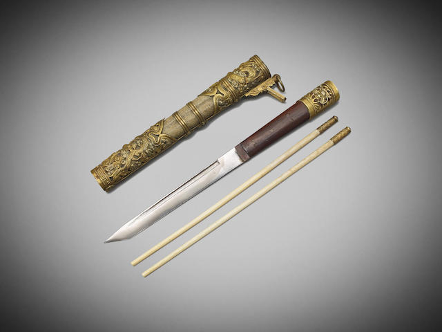 Appraisal: A Japanese travelling set of a pair of chopsticks and