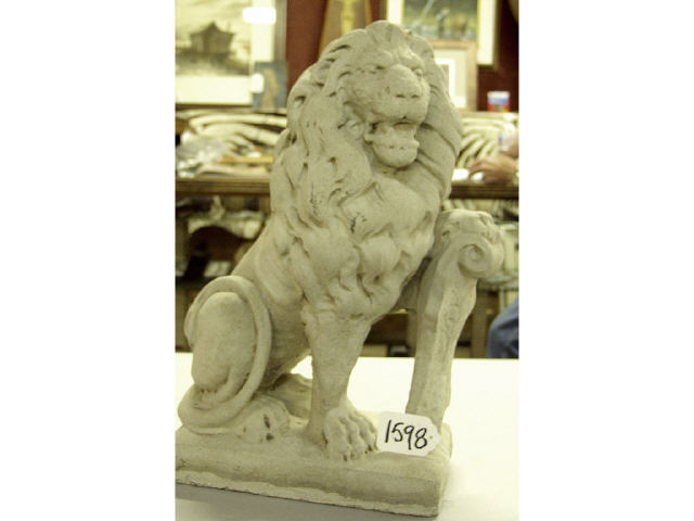 Appraisal: cast concrete small front entry way lions approximately tall Estimate