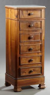 Appraisal: French Louis Philippe Style Carved Walnut Marble T French Louis