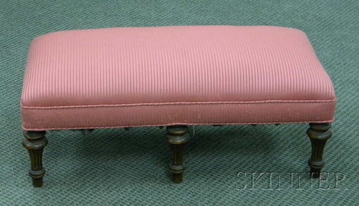 Appraisal: Louis XVI Style Upholstered Carved Wood Ottoman ht lg in