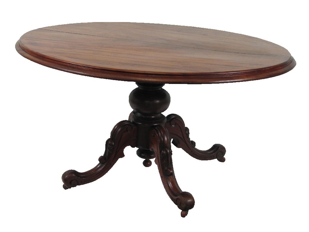 Appraisal: Victorian mahogany tilt top oval breakfast table raised on four