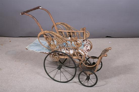 Appraisal: VICTORIAN WICKER DOLL BABY BUGGY PROVENANCE Estate of Isabelle Ogilby