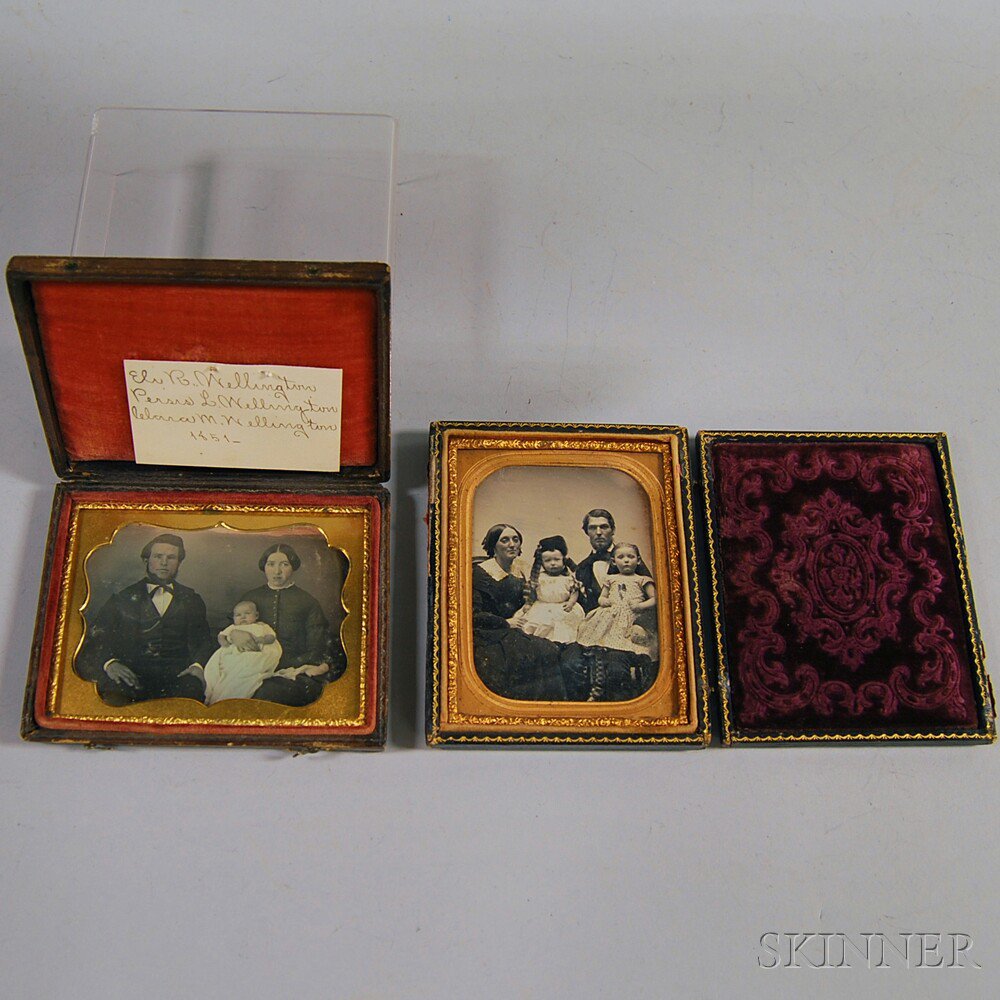 Appraisal: Two Quarter-plate Daguerreotype Portraits of Young Families a portrait of