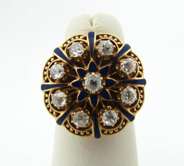 Appraisal: K yellow gold diamond ring with European cut diamonds and