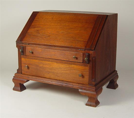 Appraisal: Walnut Miniature Slant Front Desk th Century Dovetailed case Simple