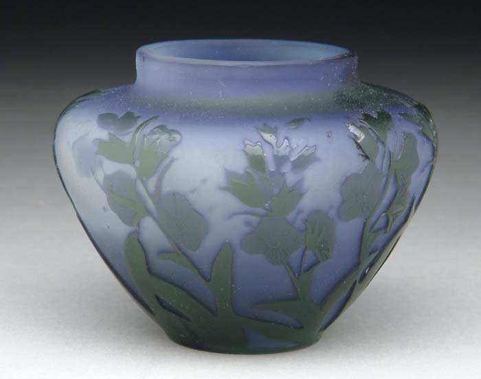 Appraisal: GALLE VASE Bulbous cabinet shaped vase in dark purple with