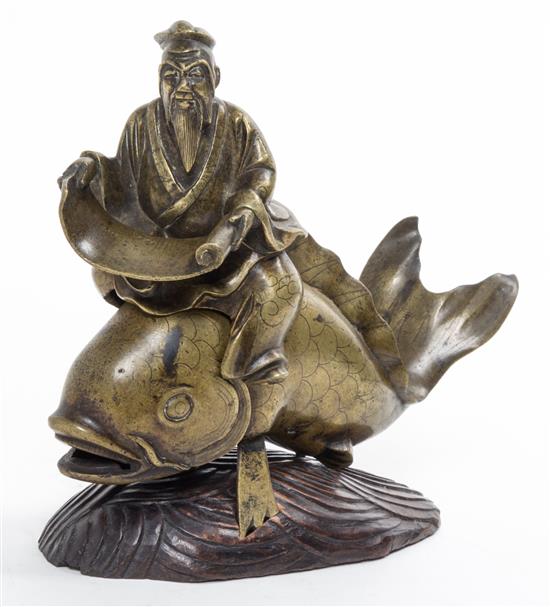 Appraisal: Sale Lot A Bronze Figural Censer depicting a man atop