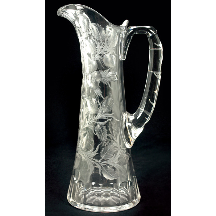 Appraisal: Fine Tuthill pitcher tall cut glass handled form with an