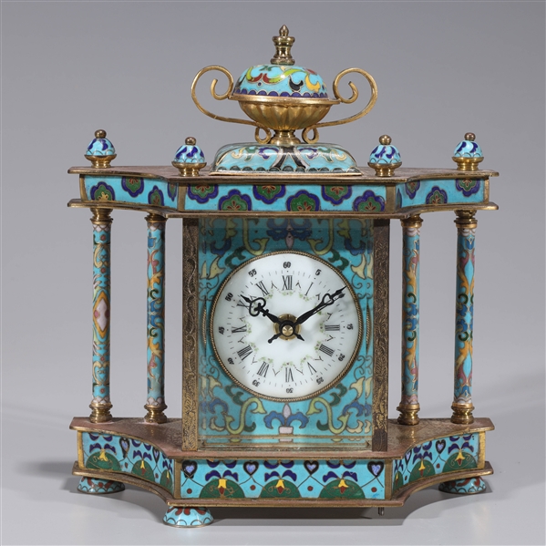 Appraisal: Enameled Cloisonne mantle clock with label reading Made in the