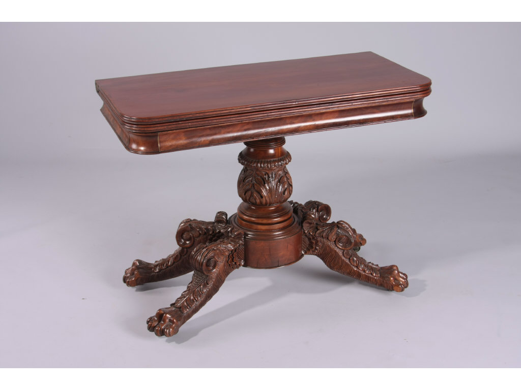 Appraisal: Classical Card Table American Mid- th c mahogany and mahogany