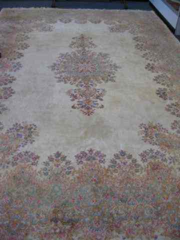 Appraisal: Kerman Persian Handmade Room Size Rug elegant florals ivory field