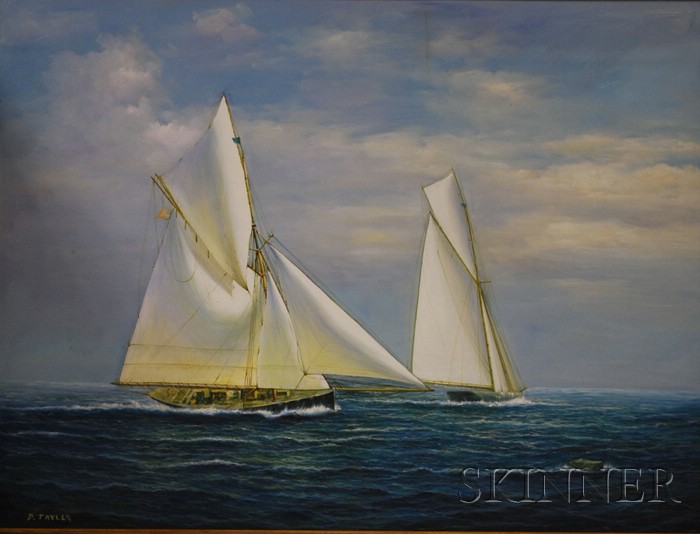 Appraisal: American School th Century America's Cup Race Signed D Tayler