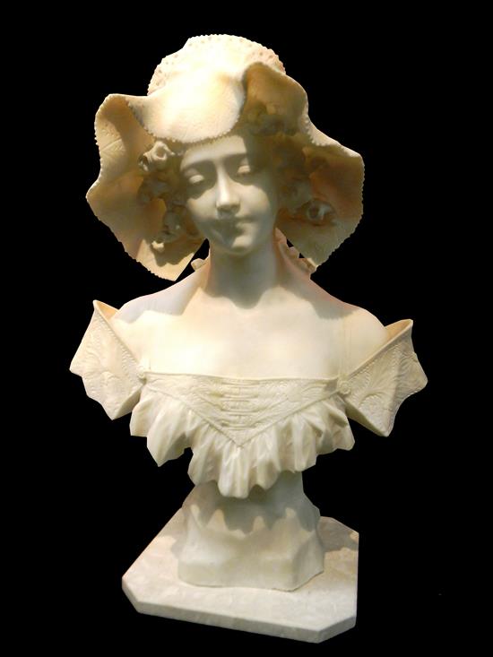 Appraisal: Gaetano Cellini Italian - carved marble bust depicting young female