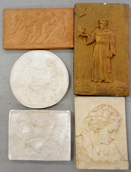 Appraisal: - Five plaster relief plaques by Salvatore Natalo Morani largest