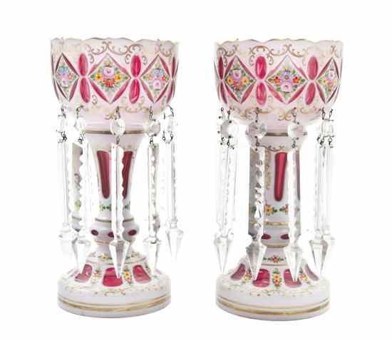 Appraisal: A Pair of Bohemian Cased Glass Girandoles each of baluster