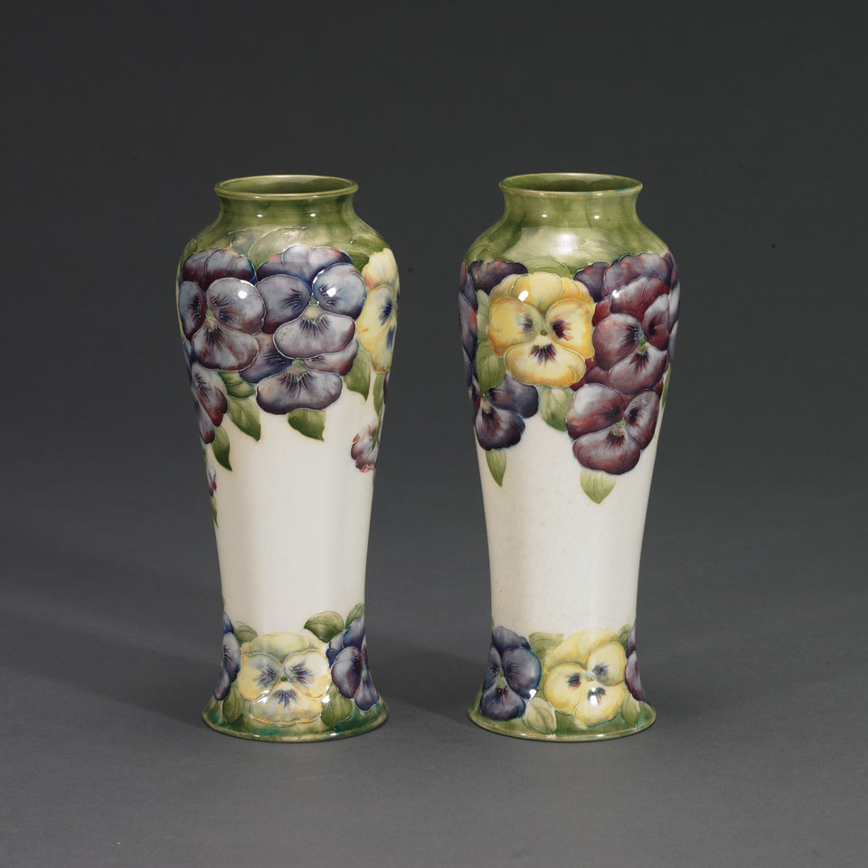 Appraisal: Pair of Macintyre Moorcroft Pansy Vases c - printed marks