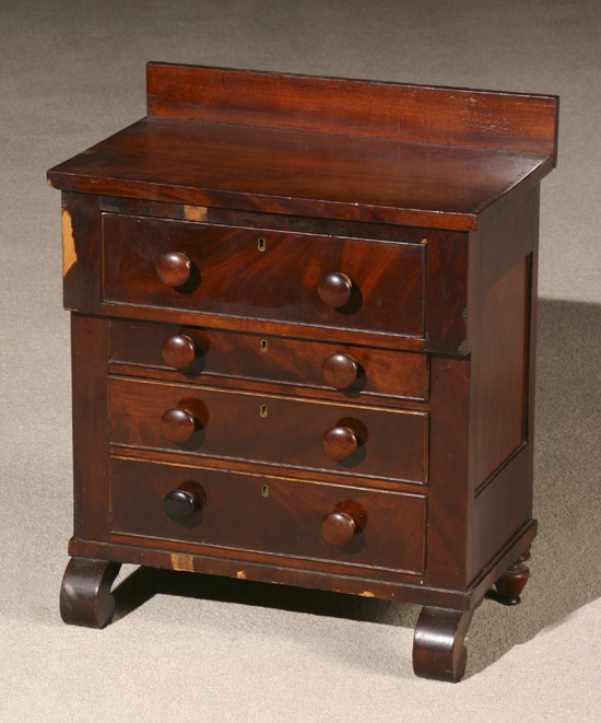 Appraisal: Classical Mahogany Miniature Gentleman's Bureau Mid- th Century Losses and