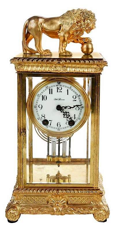 Appraisal: Seth Thomas Empire Style Gilt Bronze Clock Connecticut - model