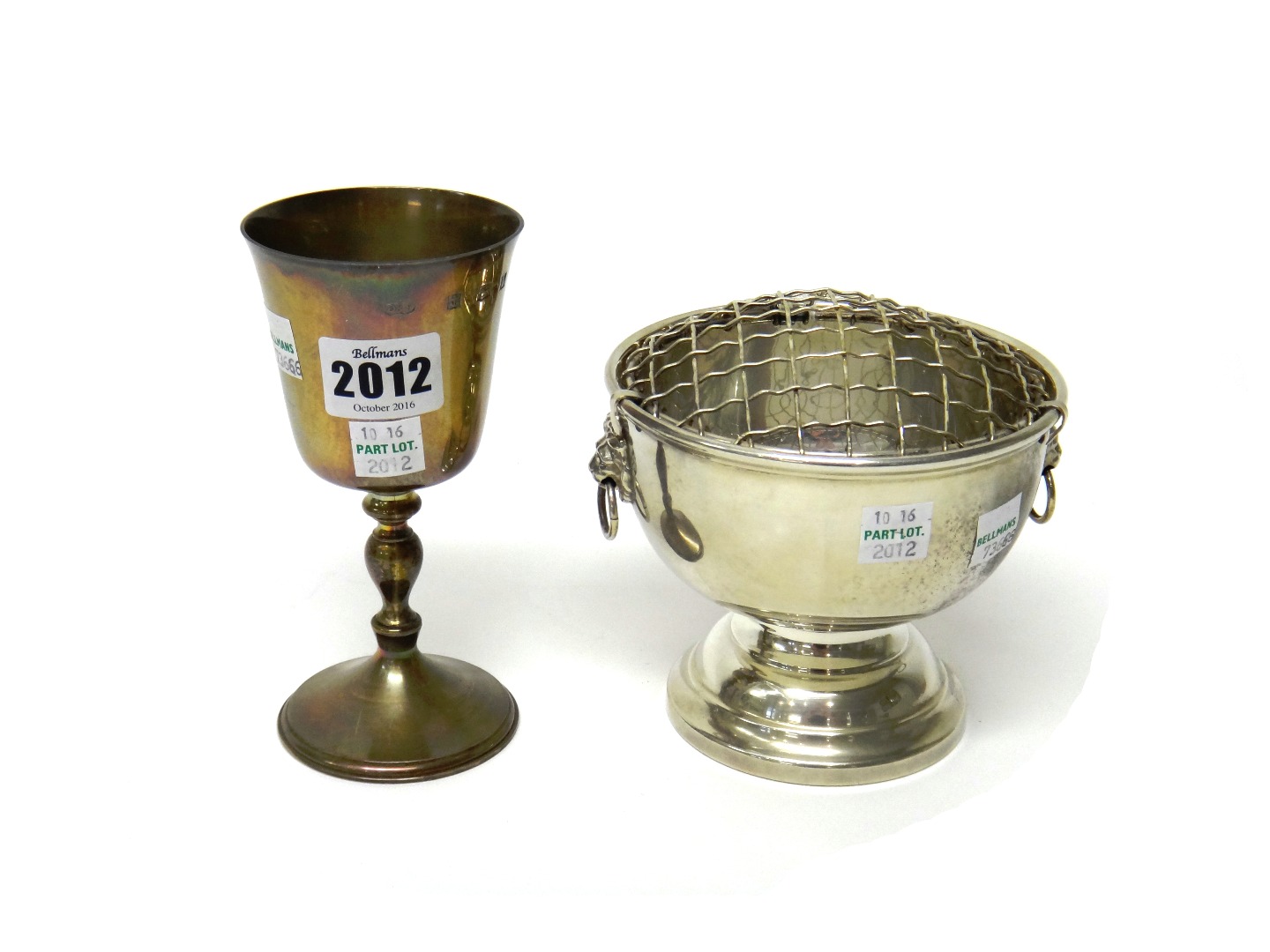 Appraisal: Silver comprising a goblet on a circular foot height cm