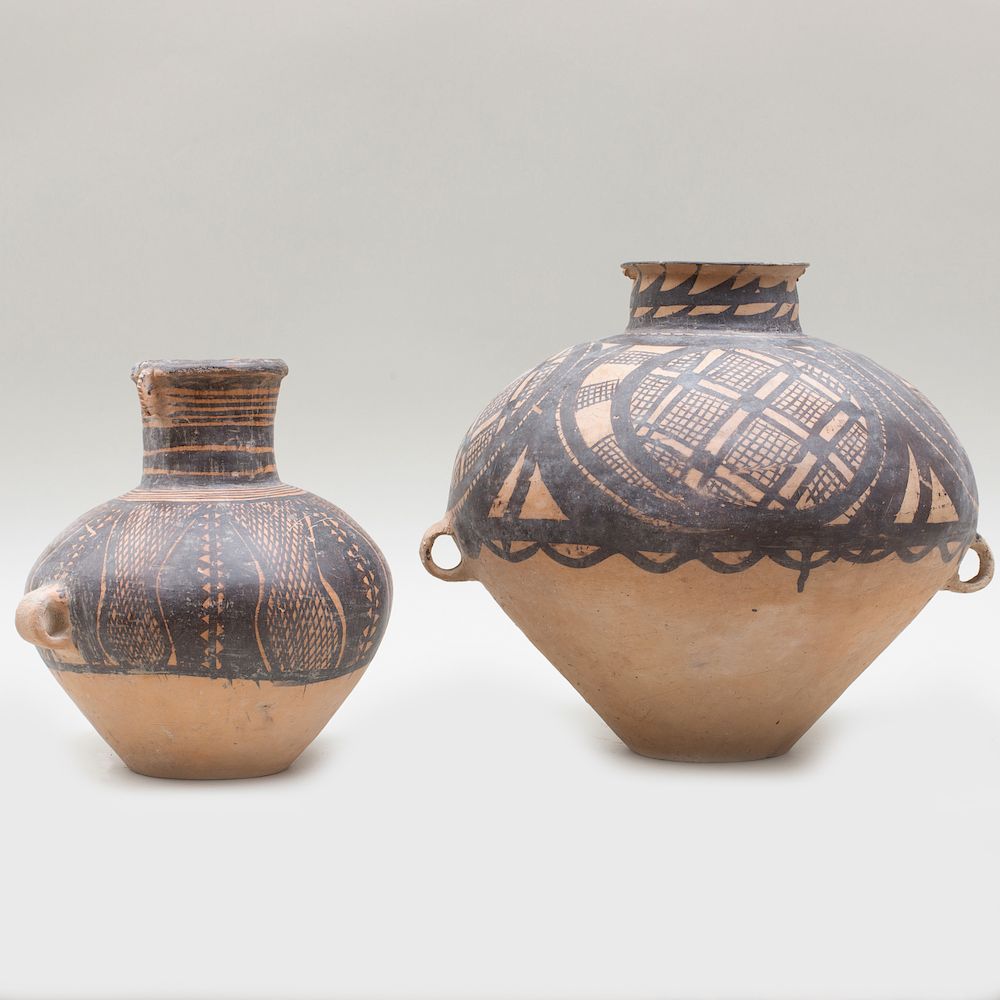 Appraisal: Two Chinese Neolithic Painted Pottery Vessels Two Chinese Neolithic Painted