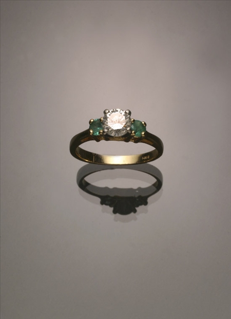 Appraisal: -Karat Yellow-Gold and Platinum Solitaire Diamond Ring The four-prong Tiffany-type