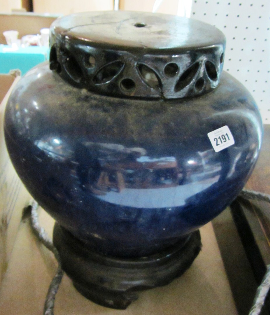 Appraisal: A blue ground vase