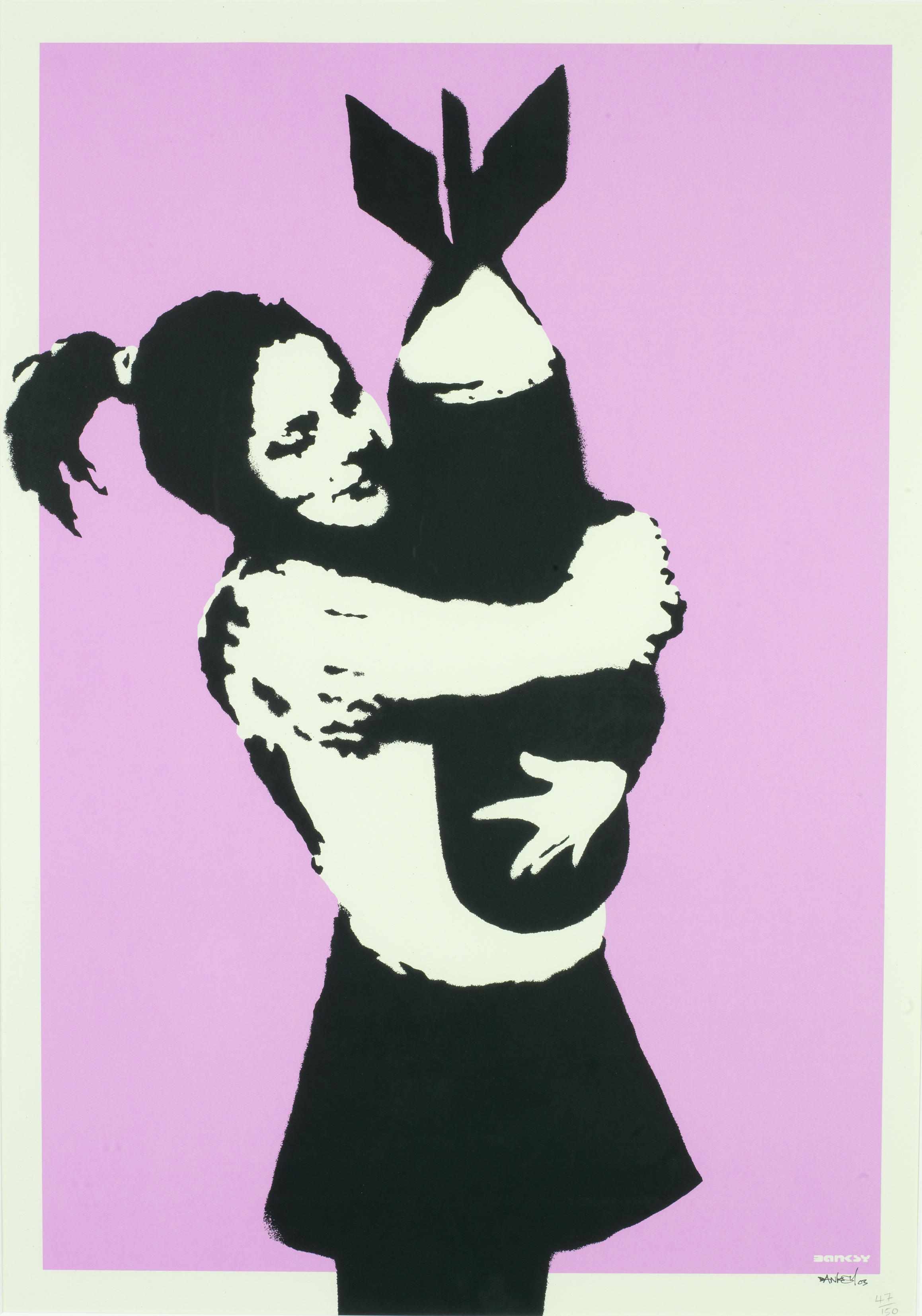 Appraisal: Banksy b Bomb Love signed dated and numbered screenprint on