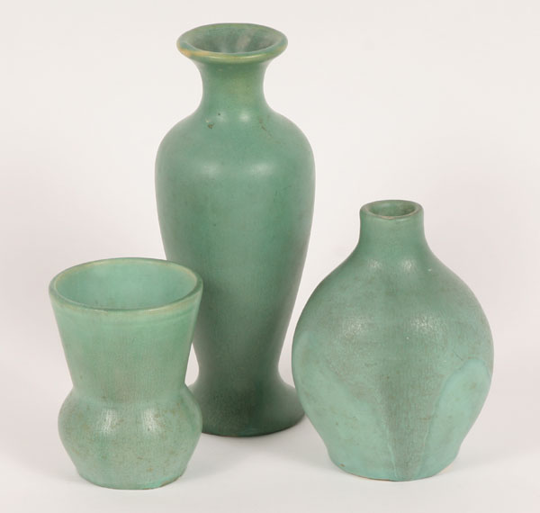 Appraisal: Lot of Muncie Art Pottery vases with matte green glaze