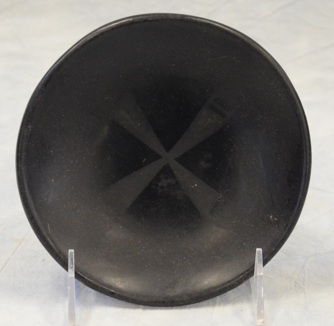 Appraisal: Maria Santana San Ildefonso black on black plate matte cross