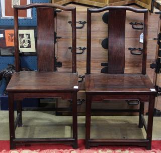 Appraisal: Two Chinese Side Chairs lot of Chinese hardwood side chairs