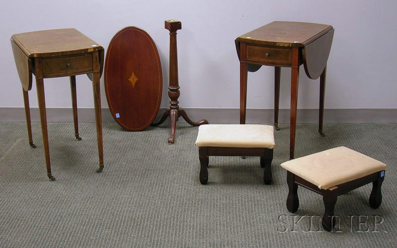 Appraisal: Five Pieces of Assorted Furniture a pair of Federal-style inlaid