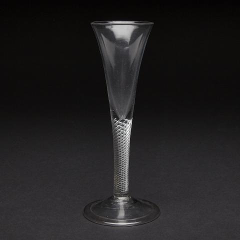 Appraisal: English Air Twist Stemmed Ale Glass th century with folded