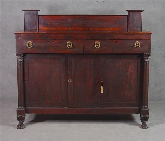 Appraisal: Southern Neoclassical Walnut Sideboard Circa Burl veneered backsplash above two