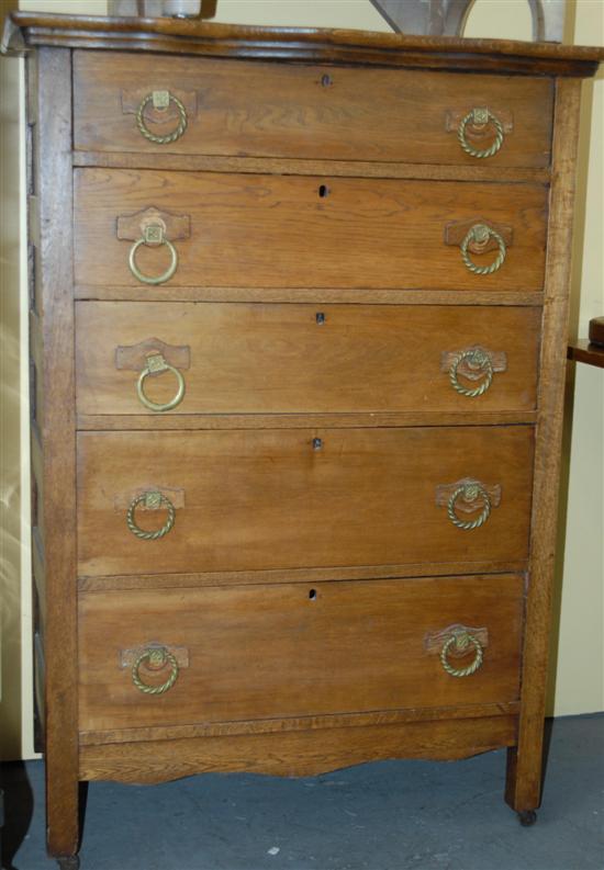 Appraisal: FIVE DRAWER CHEST Victorian oak H