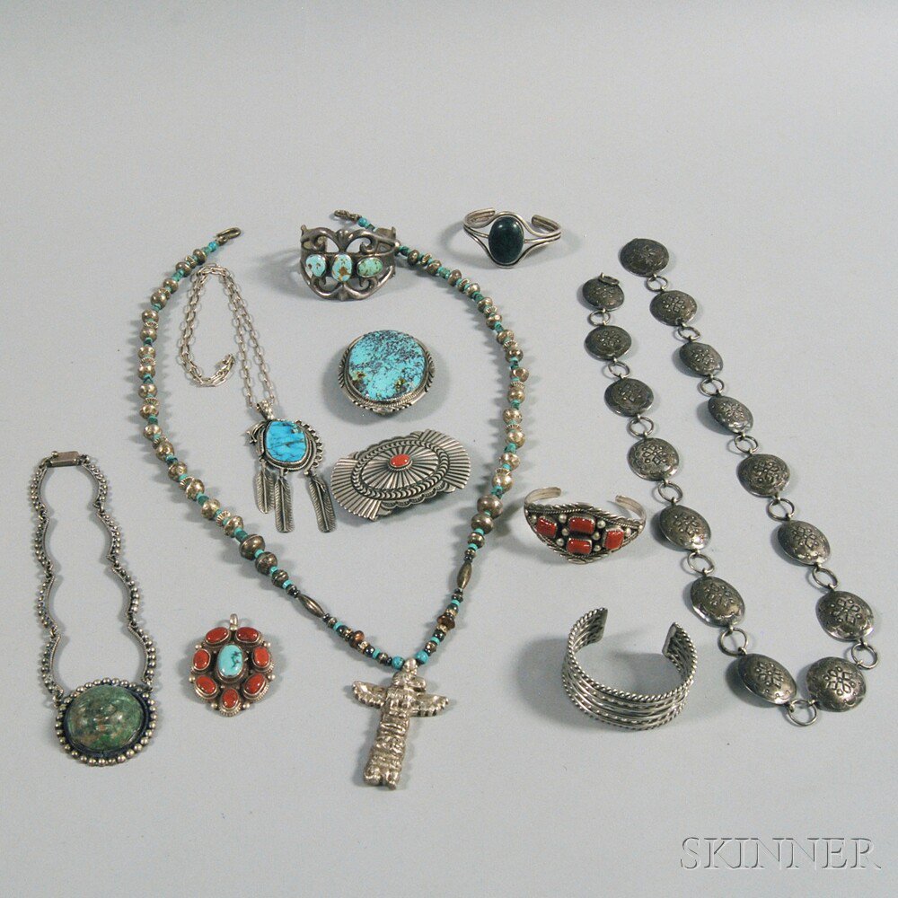 Appraisal: Group of Mexican and Southwestern Sterling Silver and Stone Jewelry