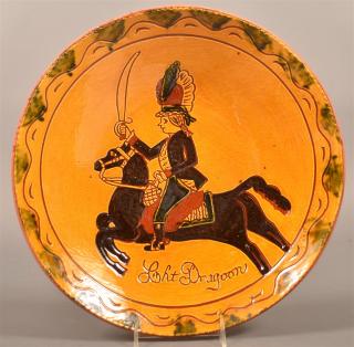 Appraisal: Breininger Redware Pottery Charger Breininger Redware Pottery Sgrafitto Decorated Charger