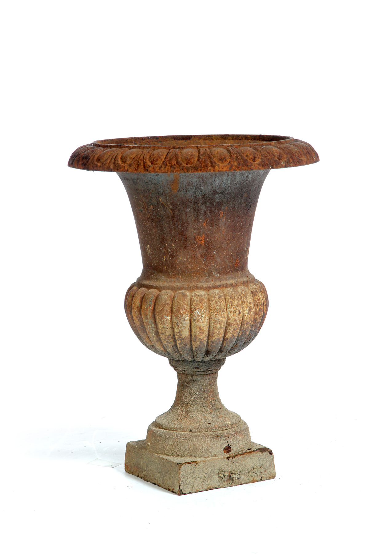 Appraisal: AMERICAN CAST IRON GARDEN URN Late th century One-piece pedestal