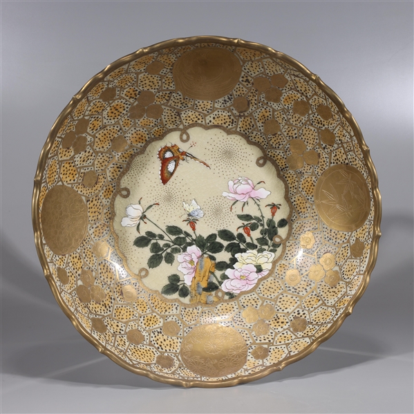 Appraisal: Large Chinese gilt and enameled porcelain charger imitating Japanese Satsuma