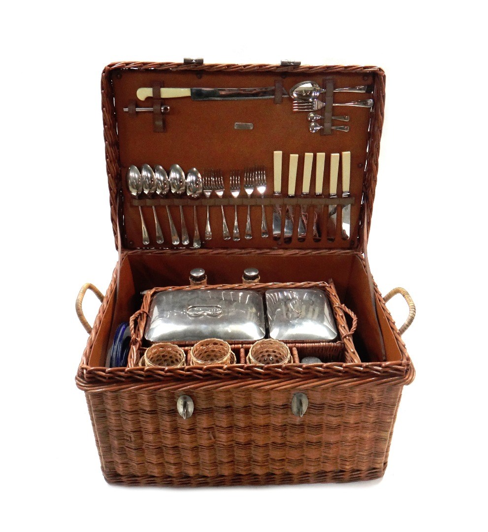 Appraisal: A mid th century automobile picnic set contained in a