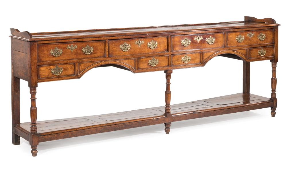 Appraisal: Fine George III Oak Welsh Dresser Base c molded top