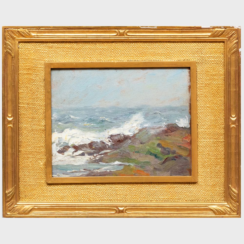 Appraisal: Esther M Groome - Surf-Ogunquit Oil on board signed 'Esther