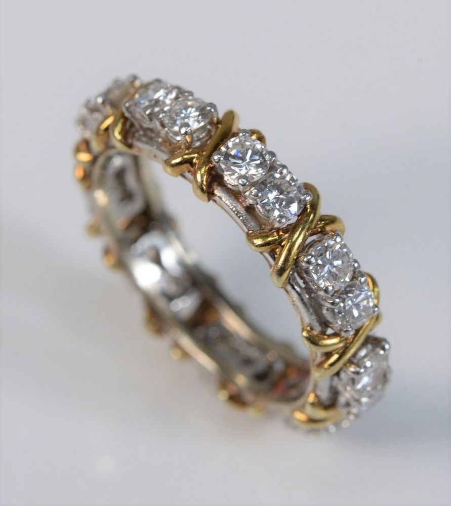 Appraisal: Karat and Platinum Hugs and Kisses Diamond Eternity Band with