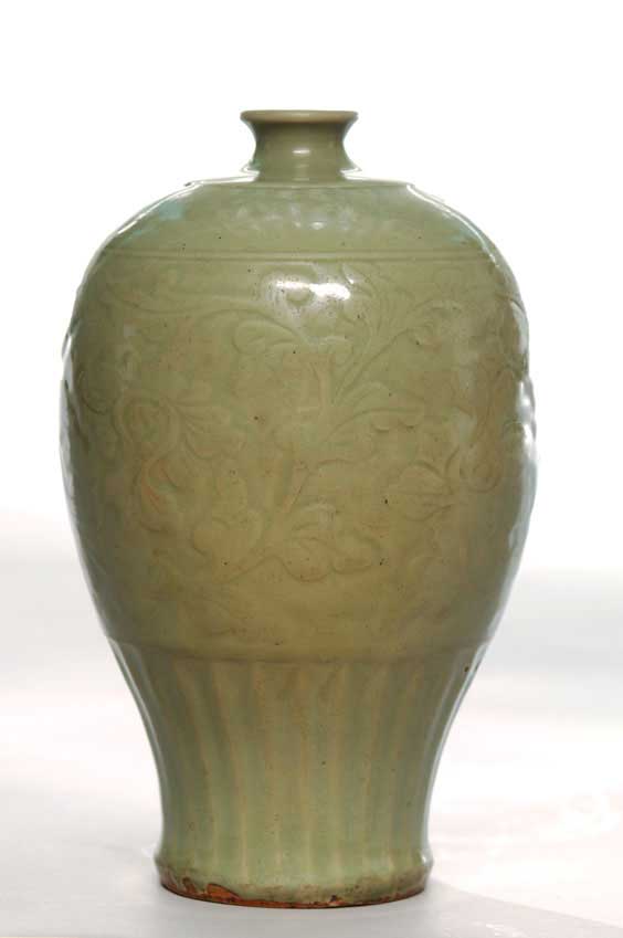 Appraisal: YUAN CELADON MEIPING Rare and well moulded Chinese Yuan Dynasty