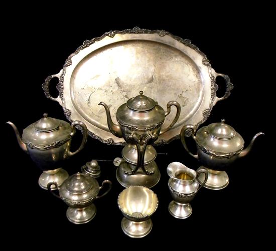 Appraisal: SILVER Mexican sterling serving set six pieces shell and scroll