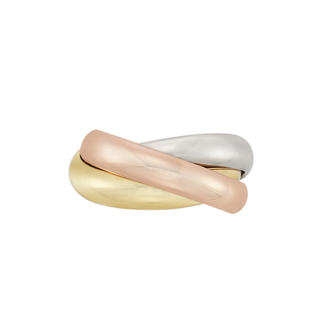 Appraisal: Tricolor Gold 'Rolling' Band Ring Cartier Paris kt yellow white