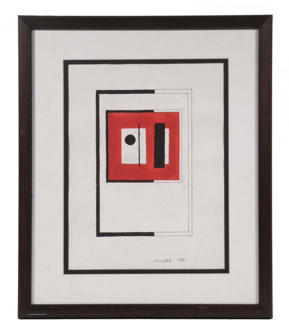 Appraisal: BRUNO MUNARI ITALY - Composition in Red and Black ink