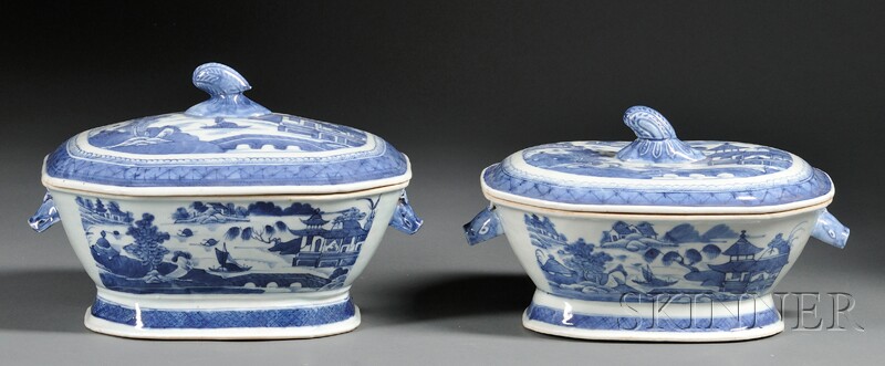 Appraisal: Two Canton Decorated Porcelain Tureens China late th century chamfered