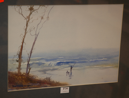 Appraisal: RONALD BULL FISHING WATERCOLOUR